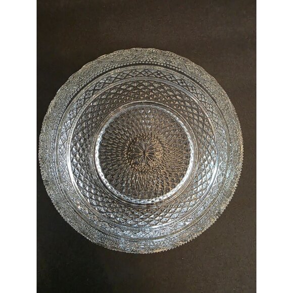 Set Of 2 KIG Fleur de lis Vintage Clear Glass Serving Bowls - Picture 3 of 6